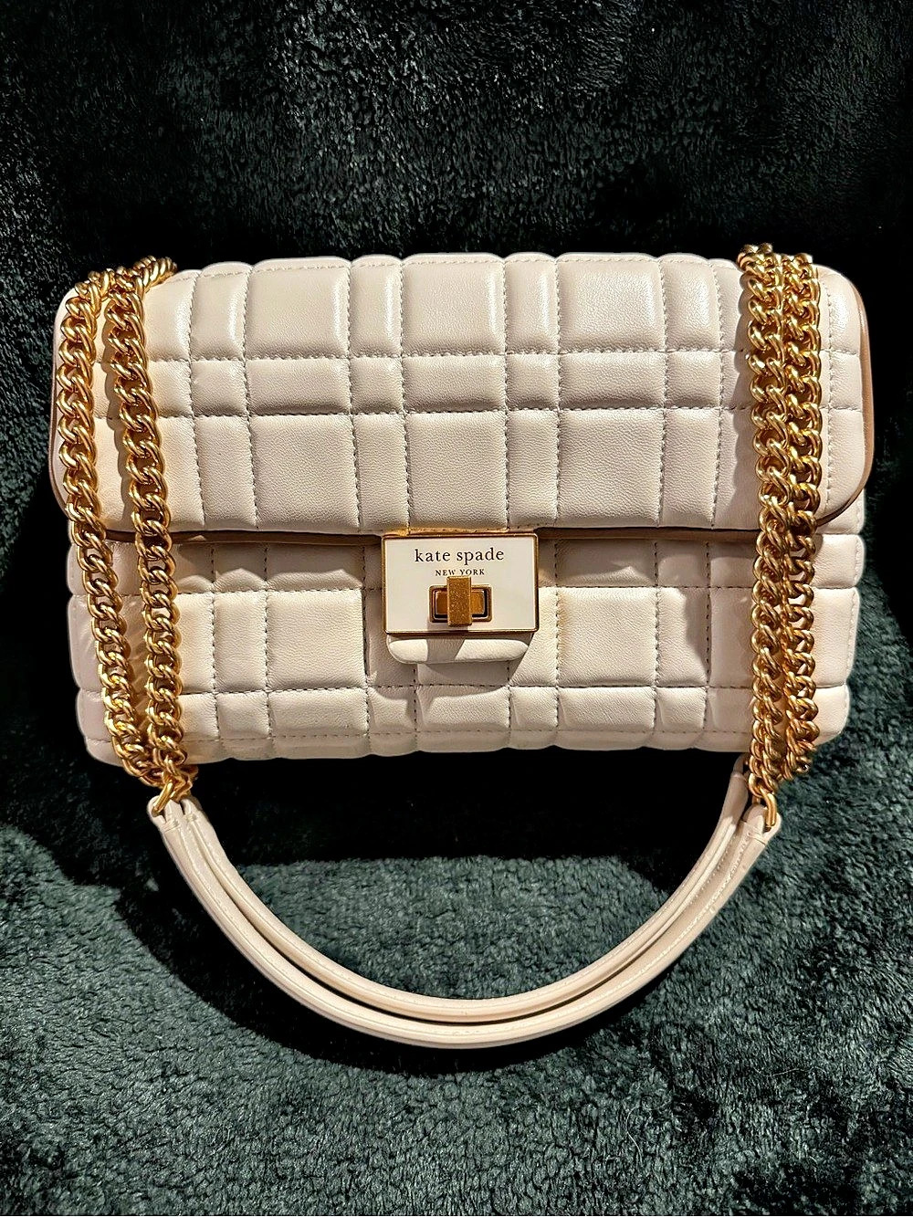 Evelyn Quilted Medium Shoulder Crossbody - Ivory